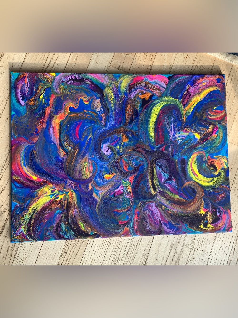 Original “Under the Sea” Signed Acrylic Abstract Swirl Canvas Wall Art